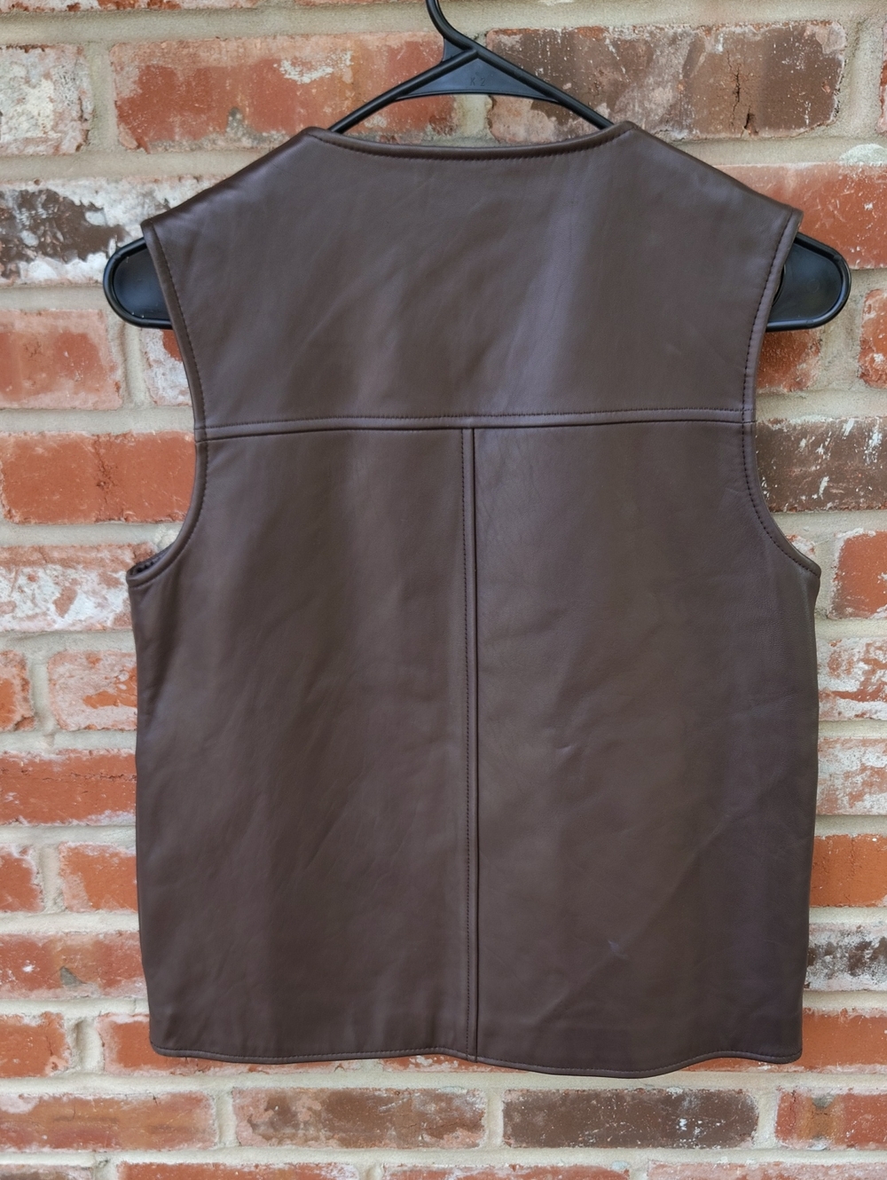 Nordstrom Lambskin Soft Leather Full Zip Vest Jacket Size XS Brown Grunge Biker - Picture 7 of 13
